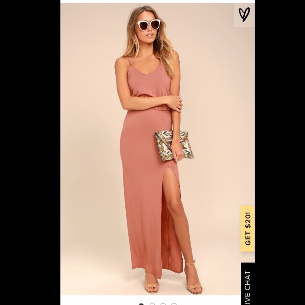 Lulu’s Watch the Sunset Rusty Rose Maxi Dress